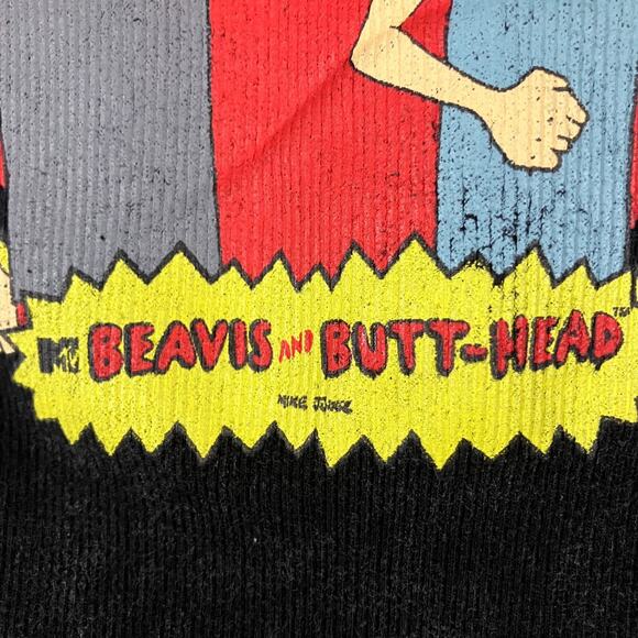 Beavis and Butt-Head World Tour Women’s Large Black Graphic T-Shirt Red Stitch - Picture 7 of 11